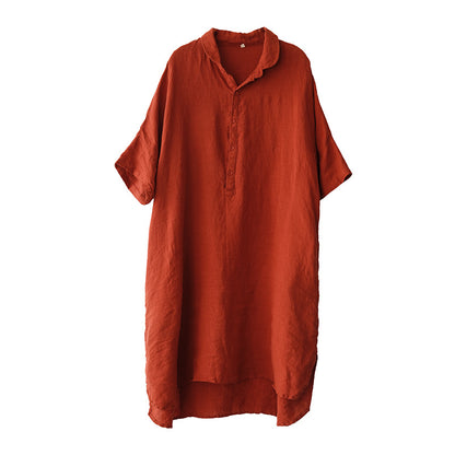Vintage Linen Women Shirts Mni Dresses
