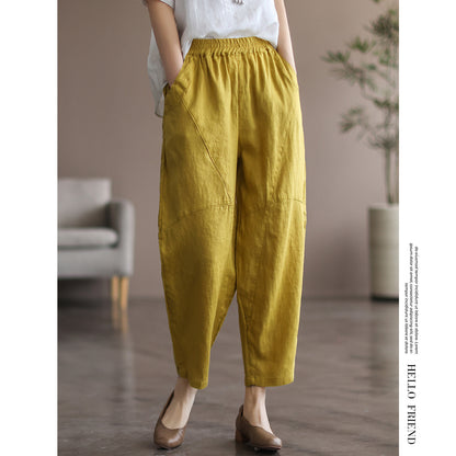 Casual Linen Candy Colors Women Harem Pants