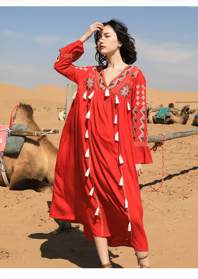 Vintage Ethnic Summer Beach Fairy Long Dresses