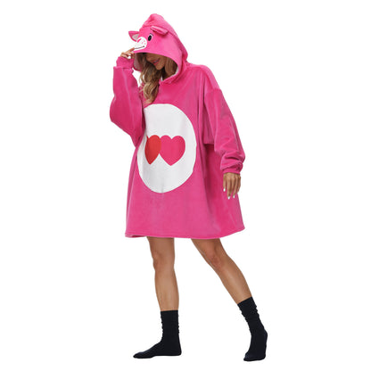 Rainbow Print Winter Warm Hoodies Wearable Sleepwear Blanket