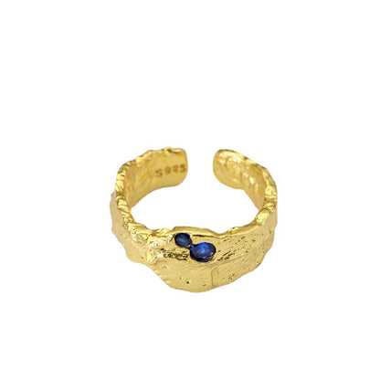 Irregular Wide Design Women Sterling Silver Rings