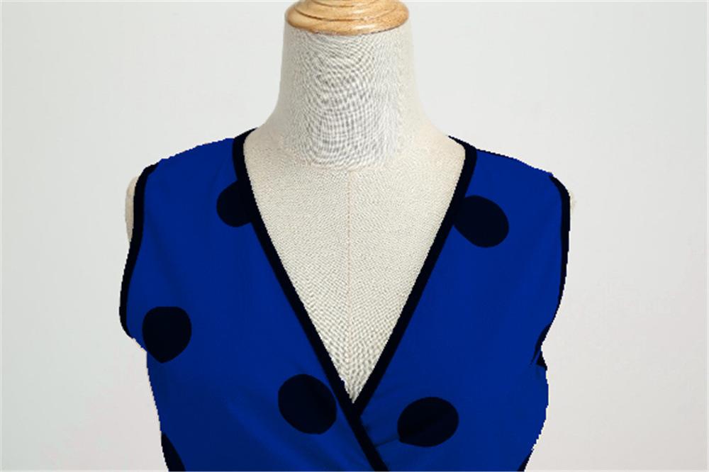 Casaul Sleeveless Dot Print Vintage Dresses-STYLEGOING