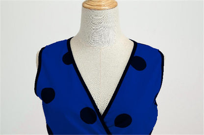 Casaul Sleeveless Dot Print Vintage Dresses-STYLEGOING