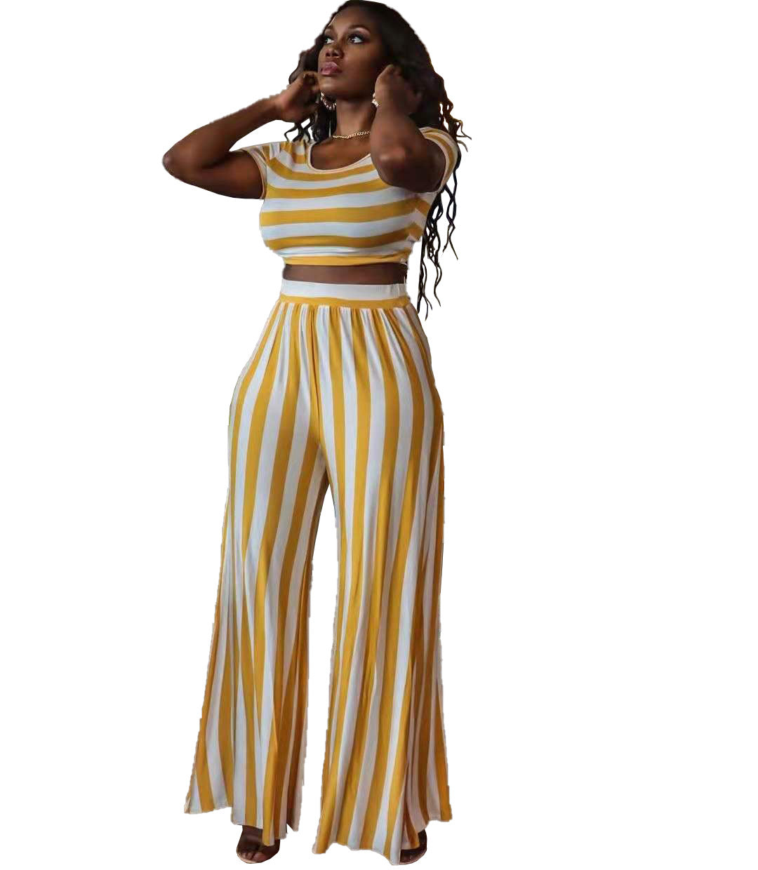 Casual Round Neck Tops and Pants Women Suits