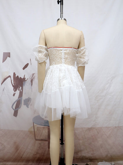 Sexy Off The Shoulder Mini Princess White Dresses
