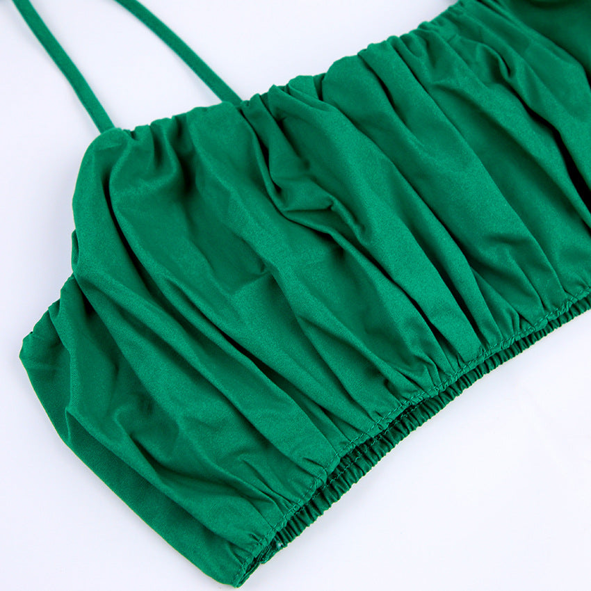 Sexy Summer Cotton Green Crop Tops and Pants Sets