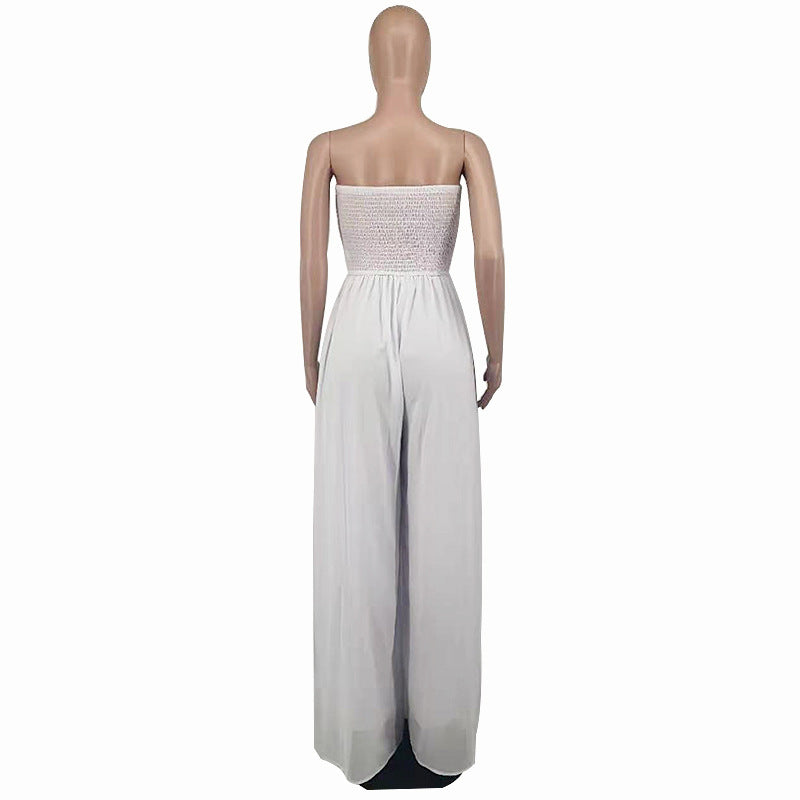 Sexy Strapless High Waist Chiffon Summer Jumpsuits
