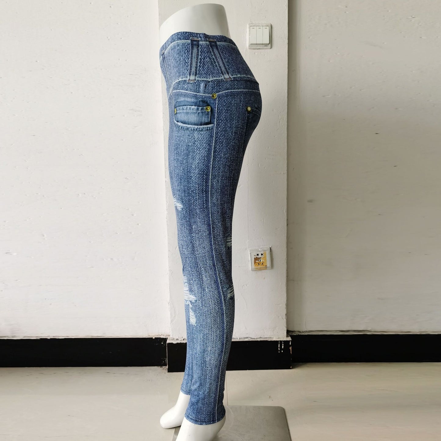 Sexy Denim Yoga Running Legging Pants for Women