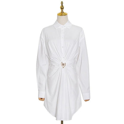 Designed Slim Waist Summer Mini Shirt Dresses-STYLEGOING
