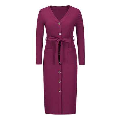 Women Knitting Slim Winter Long Dresses