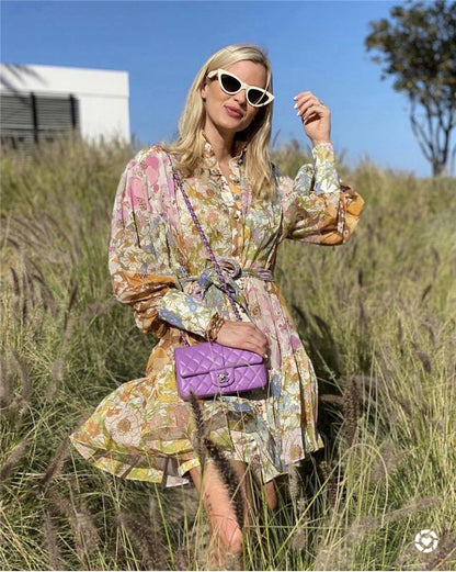 Women Summer Holiday Luxury Button Mini Dresses-STYLEGOING