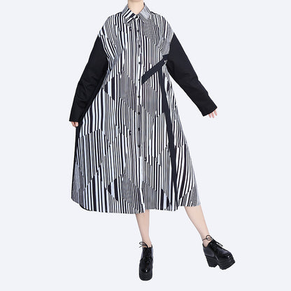 Classy Striped Long Sleeves Shirts Dresses