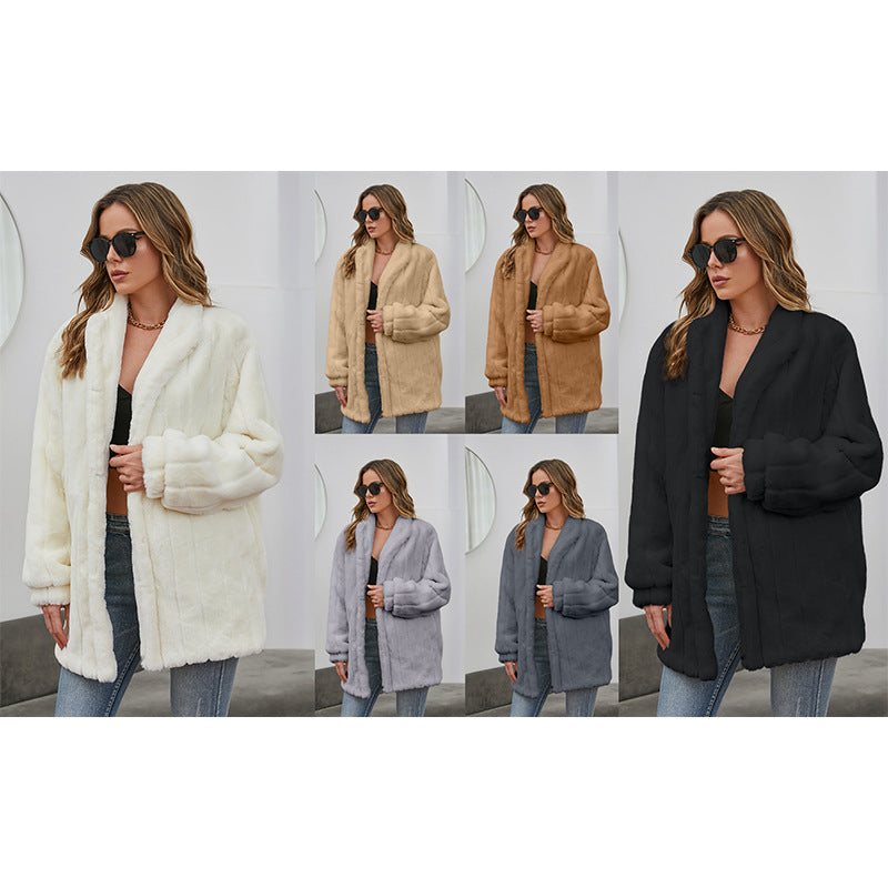 Winter Velvet Artificial Fur Coats for Women