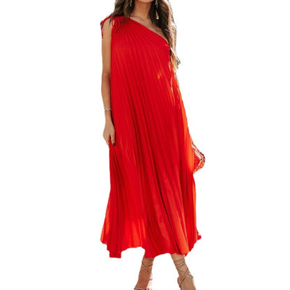 Casual One Shoulder Sleeveless Summer Long Dresses