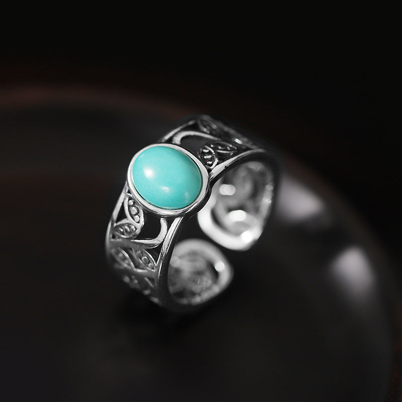 Antique Hollow Out Flower Design Silver Rings for Women