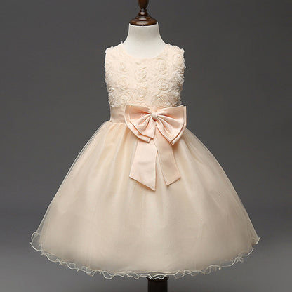 3D Rose Flower Princess Girls Dresses