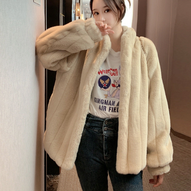 Winter Velvet Artificial Fur Coats for Women