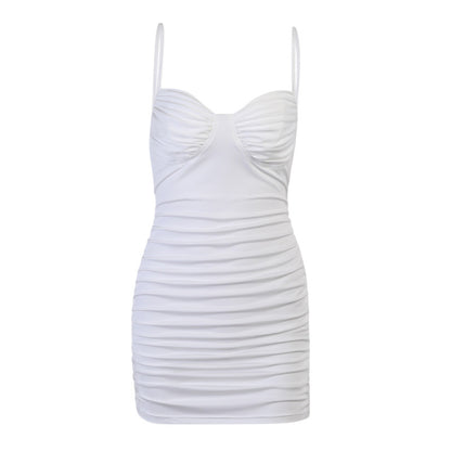 Sexy Pleated Strapless Short Slip Halter Dresses