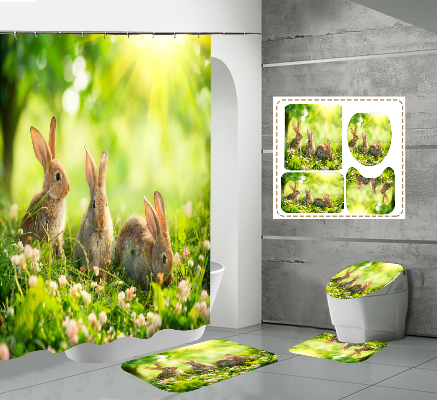 Happy Easter Day Shower Curtain Sets
