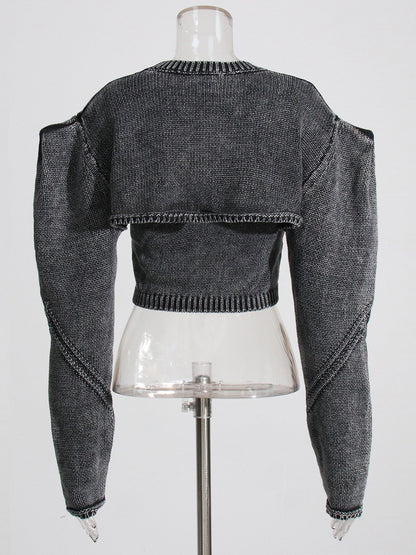 Designed Round Neck Two Pieces Knitted Sweaters