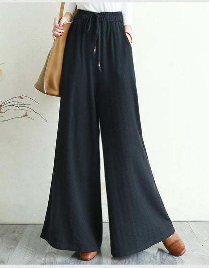 Women Linen Drawstring Summer Casual Pants-STYLEGOING
