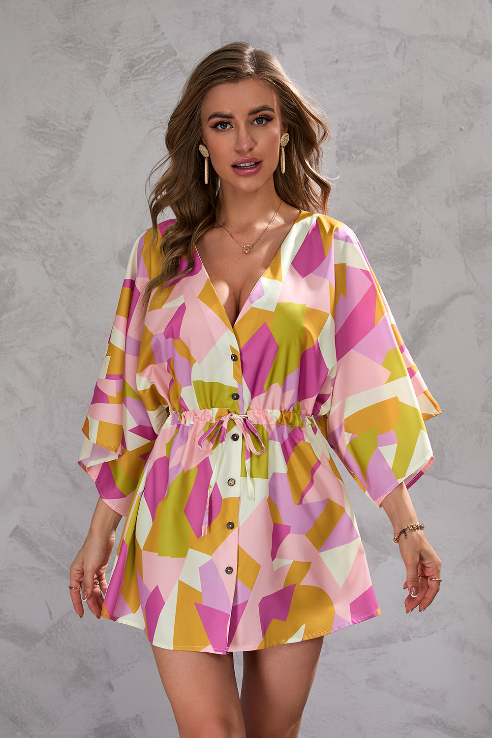 Summer Geometry Designed Women Short Dresses