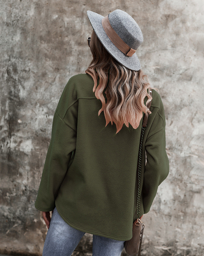 Casual Women Velvet Long Sleeves Overcoats