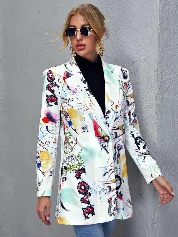 Unfixed Animal/Letter Print Women Blazers-STYLEGOING