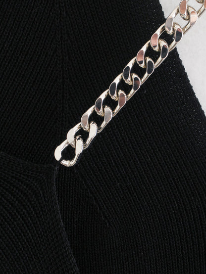 Sexy Black Backless Knitting Crossed Chains Women Dresses
