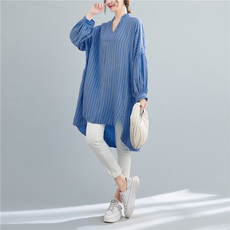 Designed Striped Long Shirts Dresses for Women