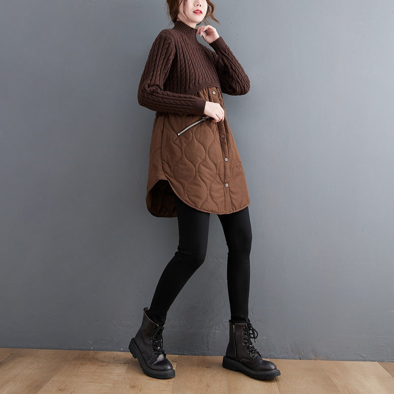 Women High Neck Winter Knitting Pullover Overcoat