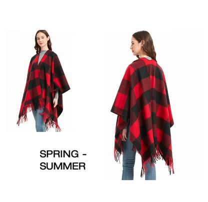 Winter Tassels Shawls Cape for Women