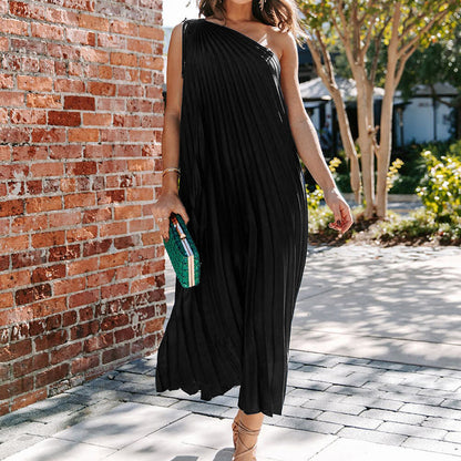 Casual One Shoulder Sleeveless Summer Long Dresses
