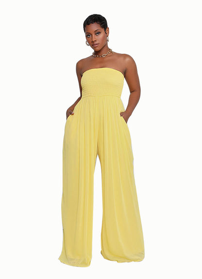 Sexy Strapless High Waist Chiffon Summer Jumpsuits