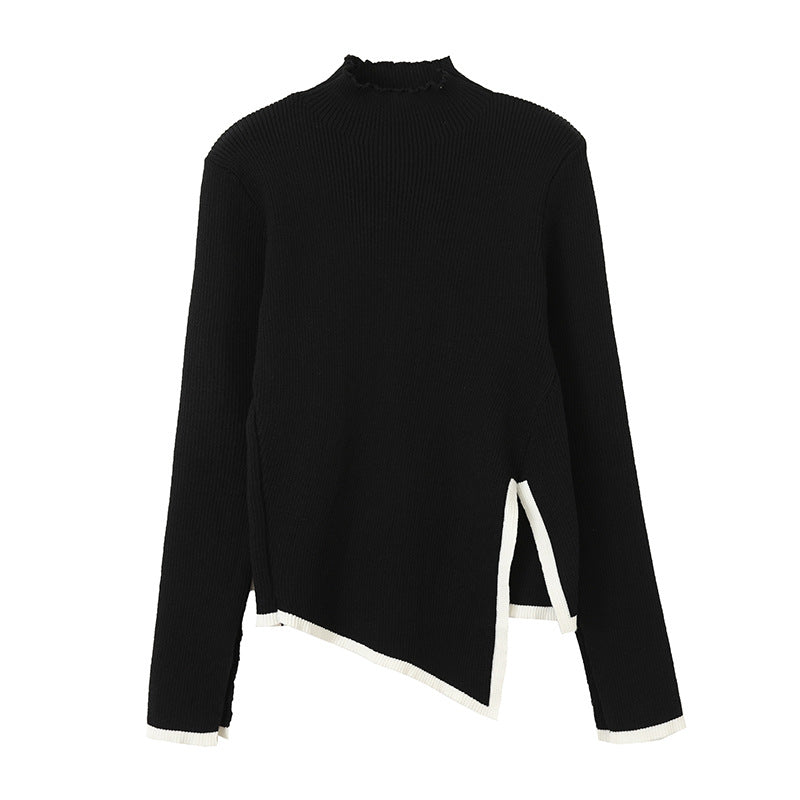 Designed High Neck Women Knitted Pullover Sweaters