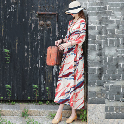 Ethinc Line Summer Half Sleeves Women Long Dresses