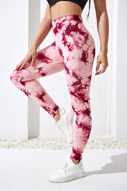 Women High Waist Dyed Yoga Running Leggings