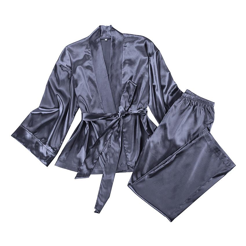 Women Satin Lace Up Fall Sleepwear Suits for Women