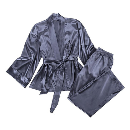 Women Satin Lace Up Fall Sleepwear Suits for Women