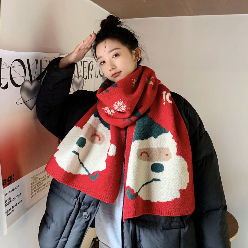 Christmas Santa Claus Knitted Winter Scarves for Gifts