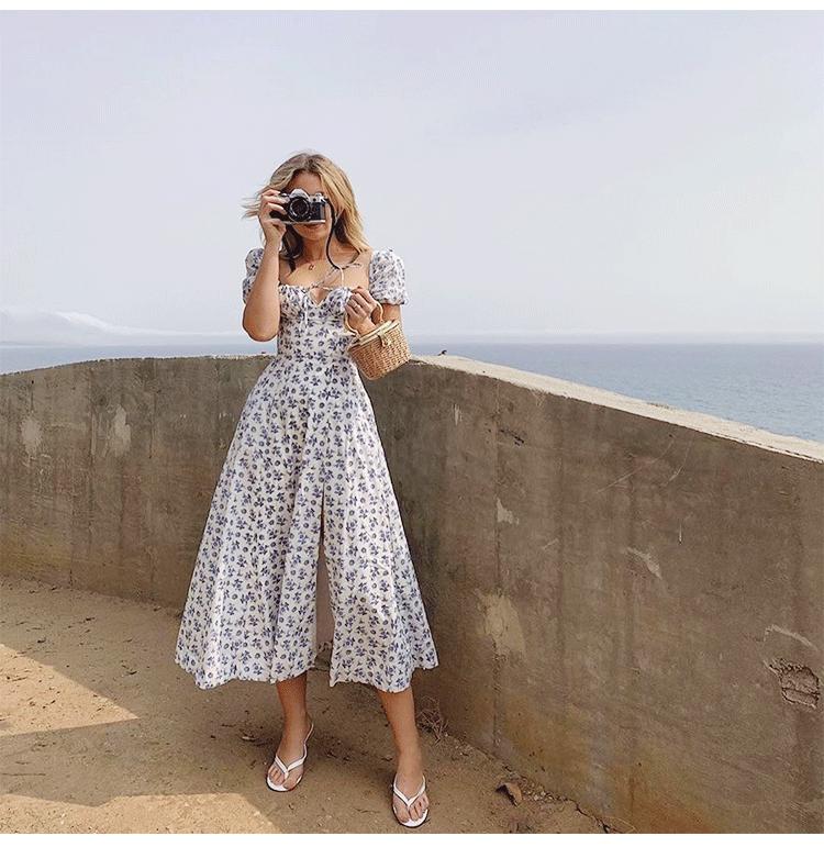 Summer Short Sleeves Floral Dresses-STYLEGOING