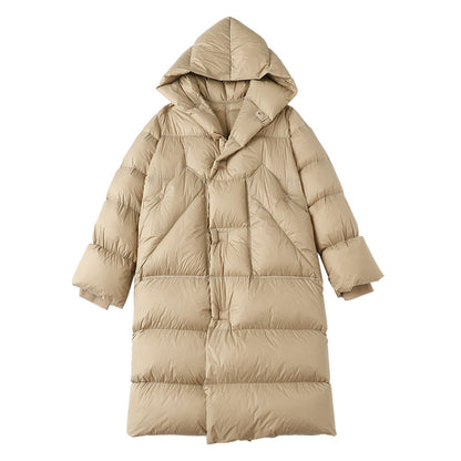Winter Warm Apricot Down Coats with Hoodies for Women