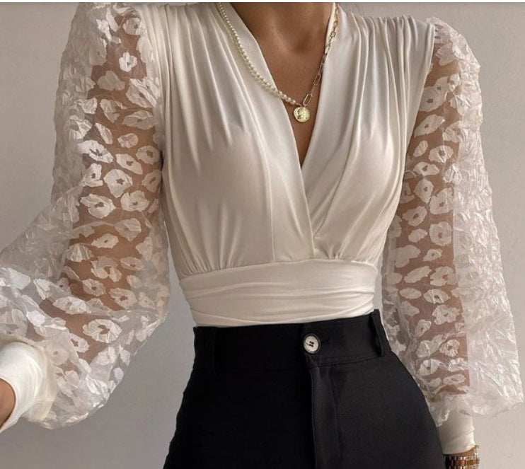 Casual Lace Women Top Blouses
