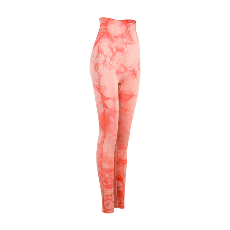 Women High Waist Dyed Yoga Running Leggings
