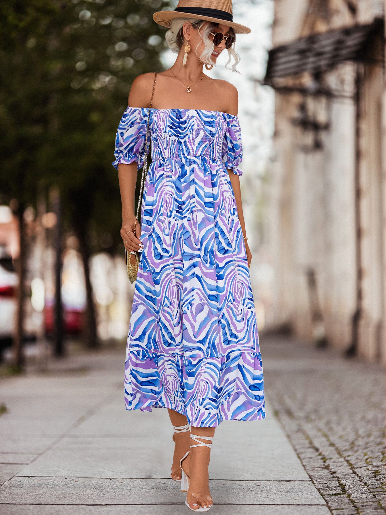 Casual Off The Shoulder Floral Print Summer Dresses