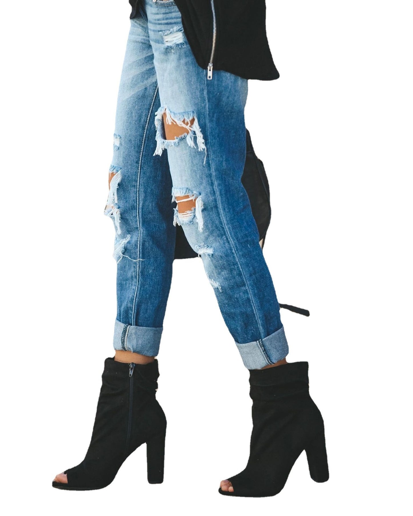 Casual Women Broken Holes Denim Jeans--Free Shipping at meselling99