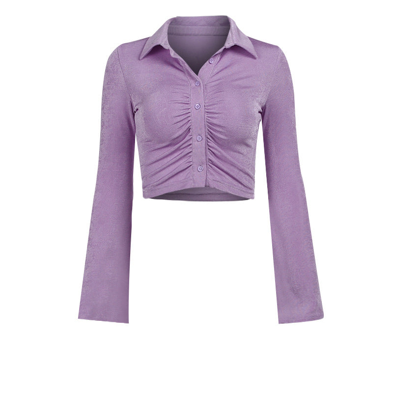 Women Knitting Midriff Baring Fall Short Tops
