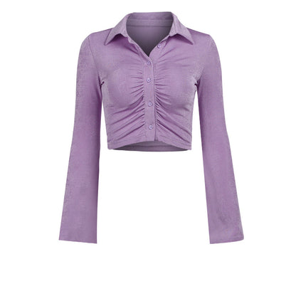 Women Knitting Midriff Baring Fall Short Tops