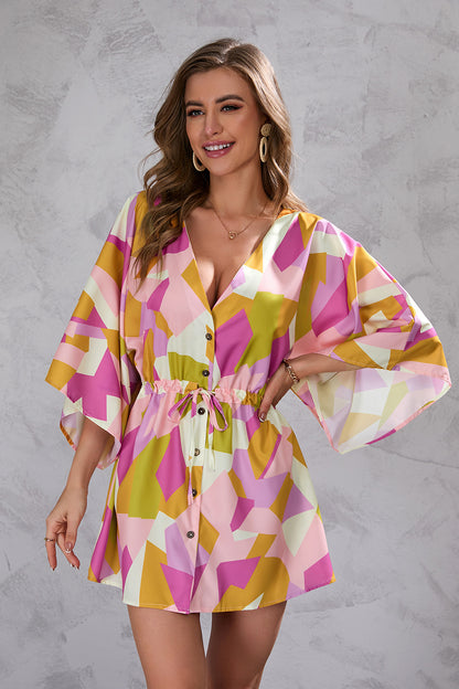 Summer Geometry Designed Women Short Dresses