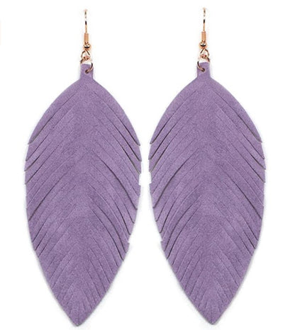 Leaves Designed Tassels Pu Leather Women Earrings